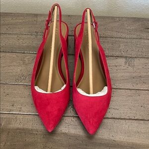 Red Suede Slingback Heels